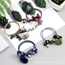 1 шт. Цветочный аксессуары для волос из ткани сладкий лук жемчуг подвеска на ленте цветок аксессуары для волос простой узлом G0503