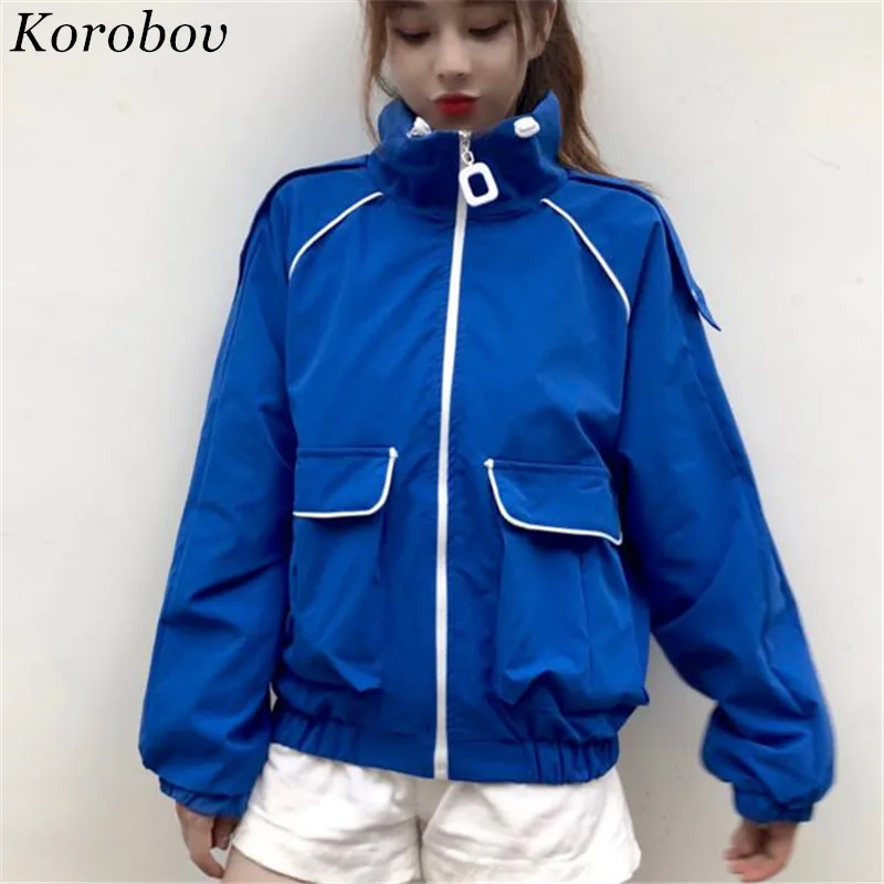 Korobov 2019 новые осенние женские куртки с карманами винтажные пальто свободная
