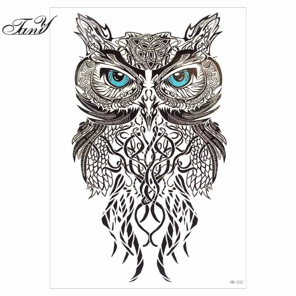 1 Foglio Colorato Disegno Tatuaggio Temporaneo Donne Uomini Body Art Catoon Gufo Decal ania Disegno Autoadesivo Del Tatuaggio Impermeabile Acquerello in 1