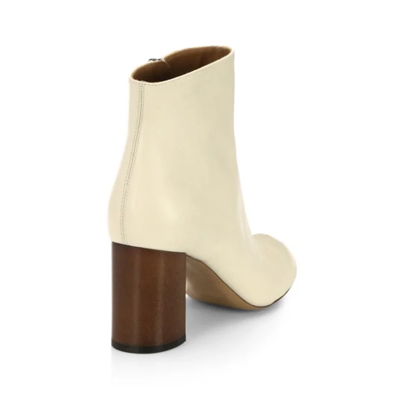 Tobillo Fsj01 Tamaño Bloque Moda Botines Mujer Otoño Zapatos Botas Redonda Alto Blanco Paseo Tacones De Cuero Casual Punta Laterales Fsj Cremalleras 7HqRd