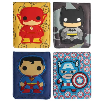 

DC Super Heroes Batman Superman The Flash Q Version Cartoon Wallets Cosplay Leather PU Bifold Unisex Men&Women Purse