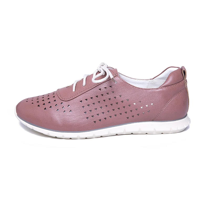 AIMEIGAO 2019 New Lace Up Flats Shoes Soft Leather Comfort Shoes For Women Hollow Out Breathable Casual Shoes Autumn And Spring