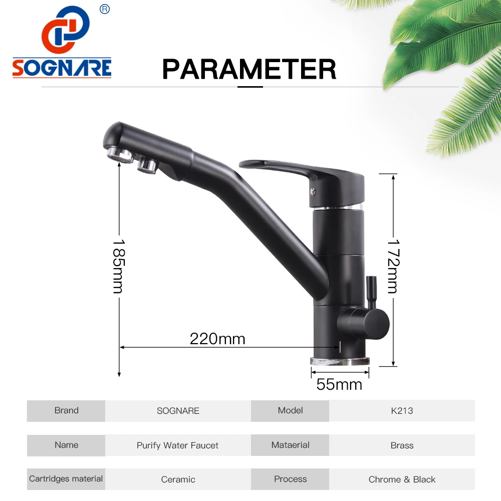 SOGNARE Black Matte Kitchen Faucet Mixer Tap 360 Degree Rotation Drinking Water Faucet Brass Purify Faucet for Kitchen Crane Tap SOGNARE Black Matte Kitchen Faucet Mixer Tap 360 Degree Rotation Drinking Water Faucet Brass Purify Faucet for Kitchen Crane Tap