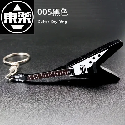 QiCai KEYRING-005 дерево ручной работы Flying-V Форма Брелок-гитара - Цвет: Черный