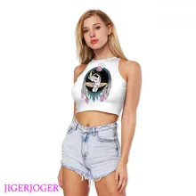 JIGERJOGER Lotus moon белый кроп-топ топы для тренировок и занятий йогой одежда упражнения тренировка шестерни Танк Корректирующий топ camis круглый камзол