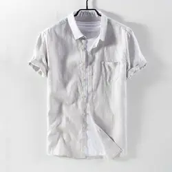 Suehaiwe бренд с коротким рукавом льняные рубашки мужские повседневные Модные серые рубашки мужские льняные удобные рубашка мужской camisa chemise