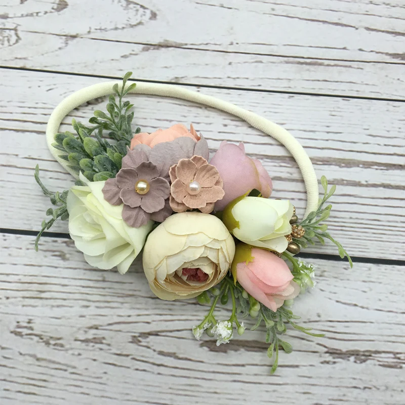 Baby Hair Band Flower Crown Newborn Baby Elastic Headband Floral Headband Photography Hair Accessories Handmade Flower Wreath