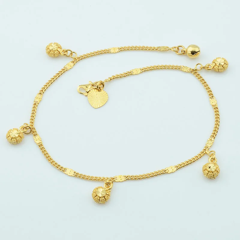 

1pcs New Arrive Women Girls Yellow Gold Color Round Flowers Curb Chains Anklets Foot Chain Jewelry