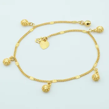 

1pcs New Arrive Women Girls Yellow Gold Color Round Flowers Curb Chains Anklets Foot Chain Jewelry