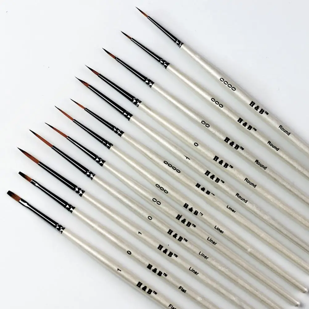

None 12Pcs/set Pointed Tip Watercolor Paint Brush Different Sizes Nylon Hair Line Drawing Art Painting Brush r20