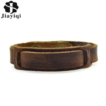 

Jiayiqi Vintage Braided Genuine Leather Bracelets Brown Punk Bracelets & Bangles for Women Men Jewelry Handmade Accessory