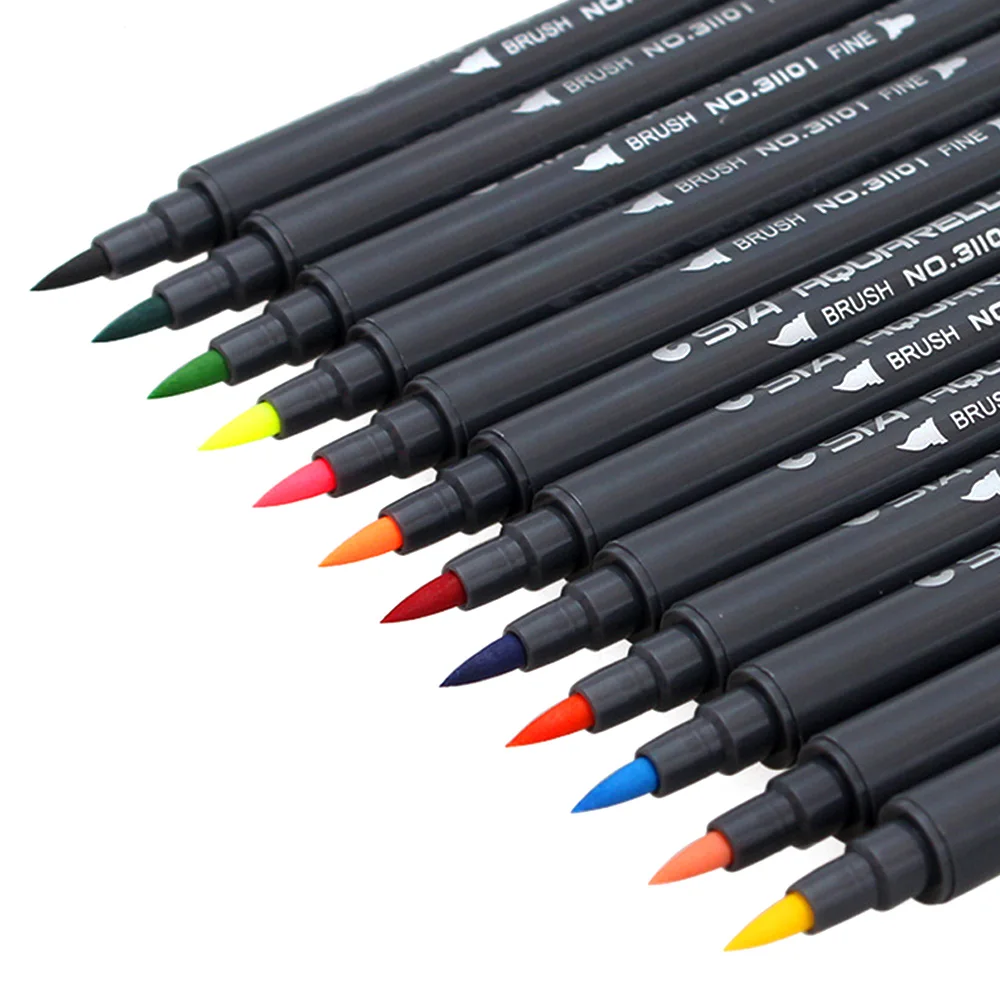 12Pcs Water Based Dye Ink Colored Markers Pens Water Soluble Nontoxic