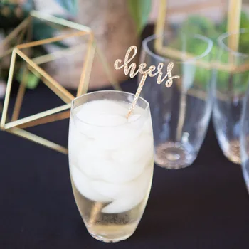 

12pcs/lot Acrylic Drink Stirre Sticks "Cheers" Engagement Bachelorette Bridal Wedding Drink Stirrer Bar Party Decor Glitter