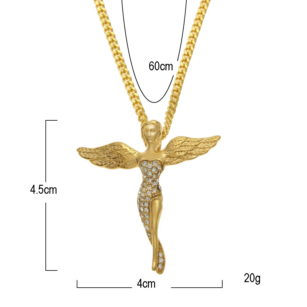 MCSAYS Mens Jewelry Pendant Necklace HipHop Long Legs AngleSt. Steel