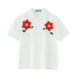 2019 новые летние рубашки Для женщин ретро Цветочный Принт футболки Свободные нагрудные Harajuku милый цветок короткий рукав рубашки женские #6357
