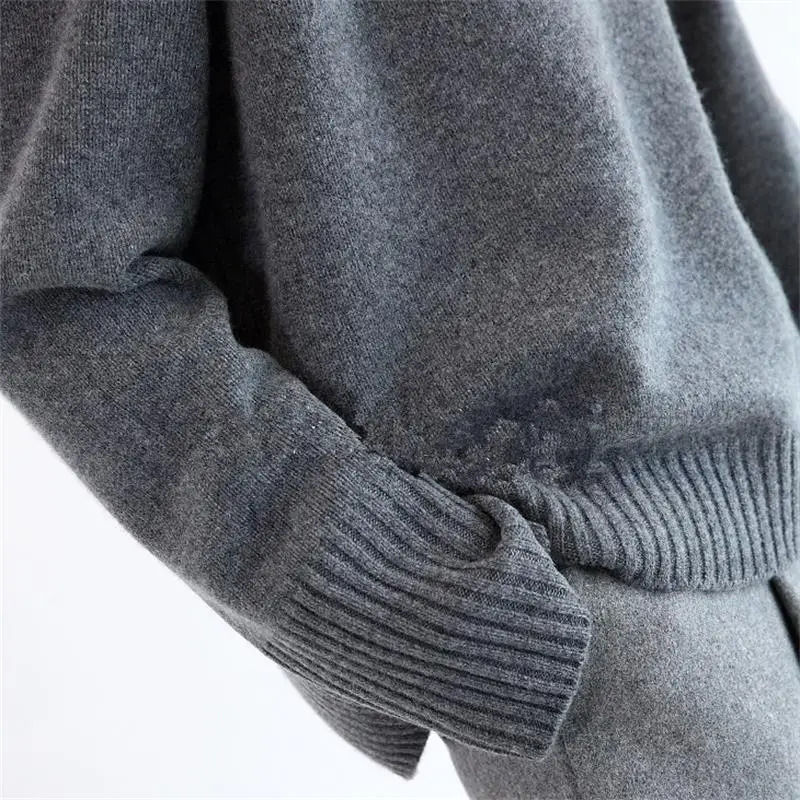 Gejas Ainyu Зима Новая мода кашемир шерсть для женщин теплые однотонные свитеры повседневное длинный рукав Водолазка свободные пуловеры вязание