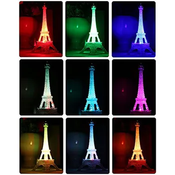 

2019 New Romantic Eiffel Tower Night Light Paris Style Decoration LED Lamp Fashion Colorful Table Light Bedroom Acrylic Light