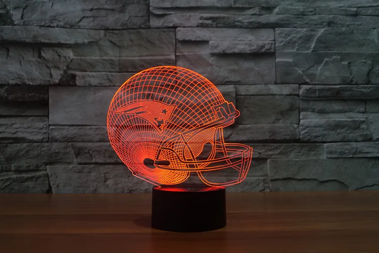 

3D New England Patriots Logo Team Collection Football Helmet Visual Lamp Home Decor LED Table Lamp Night light Drop Ship