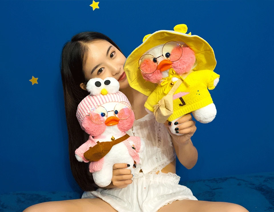 New Hot 30CM Kawaii LaLafanfan Cafe Duck Plush Toy Cartoon Animal Cute Doll Soft Hair Filled Children Dolls& stuffed Toys Gifts