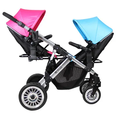 

New twin stroller two-way lightweight shock absorber baby can sit high landscape foldable baby stroller pram