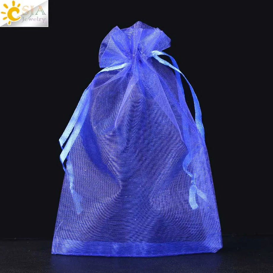 Blue Csja мешочки для рисования шелковые мешочки подарочные мешочки из органзы Свадебная вечеринка бижутерия для декорирования упаковка красный разноцветный 10 шт./лот F635 - Цвет: Blue