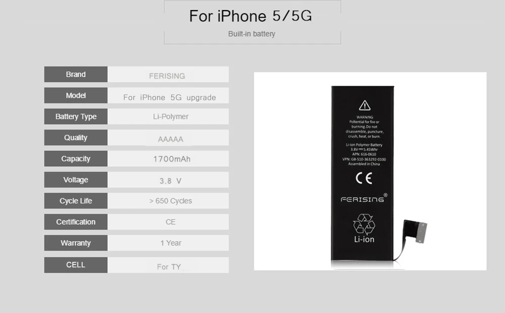 3230 мАч/3380 мАч FERISING батарея для iPhone 7 8 7P 8P Plus X большая емкость Телефона Внутренняя батарея для iPhone 7Plus 8Plus X