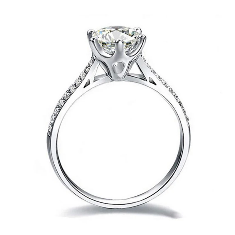 

YHAMNI original Jewelry 925 Silver Ring Inlay 6MM 1 Carat Zircon Stone CZ Diamant Engagement Wedding Rings for Bride Women AR009