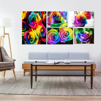 

Rose art deco canvas painting classical flower art prints combined home deco wall pictures for parlor lobby bedroom kitchen shop