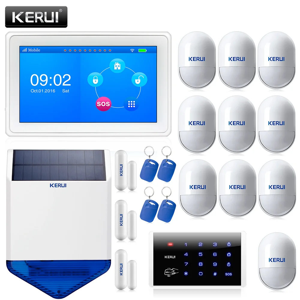 

K7 Color Display Touch Screen WiFi GPRS GSM Multiple Pattern Burglar Home Security Alarm System