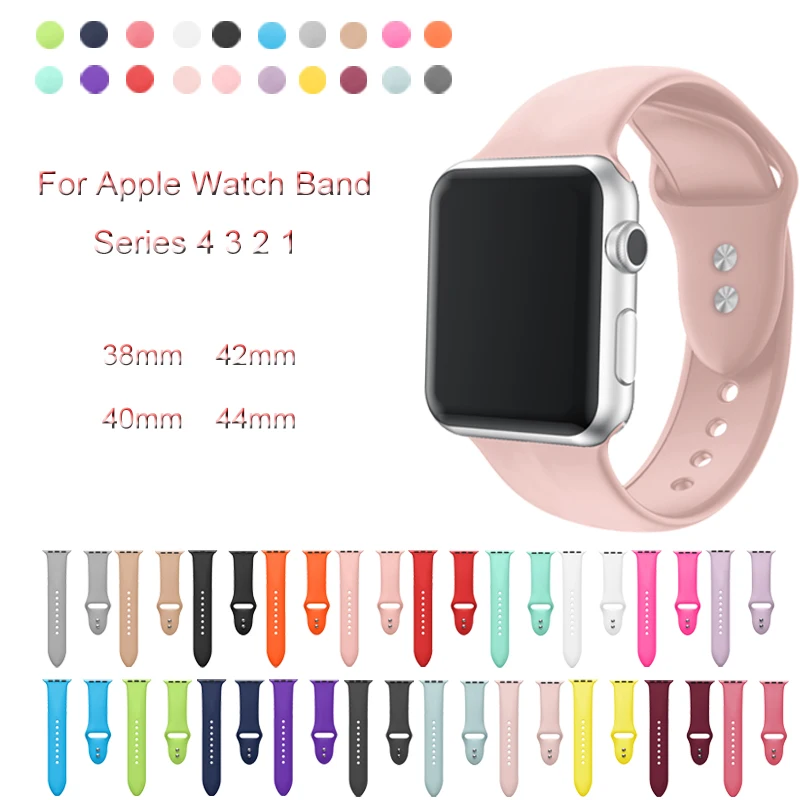 

Soft Silicone Sport Band For Apple Watch 4 44mm 40mm Loop Bracelet Strap For iwatch 3 2 1 42mm 38mm Wrist Watchband Accessories