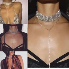 Fashion Lady Crystal Rhinestone Choker Necklace Luxury Statement Collar Chokers Necklaces Women Chunky Neck Accessories Jewelry