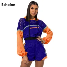 New Women Fishnet Hollow Out Two Piece Set Hoodies Crop Top and Shorts Patchwork Sweatshirt Set Tracksuit Club Outfit Shorts Set fishnet legging shorts