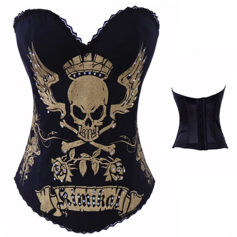 Gothic Punk Printed Overbust Non Lace Corset