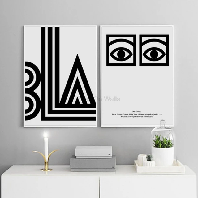pas de cadre affiche géométrique noir blanc scandinave toile