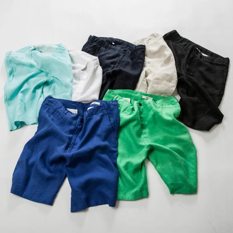 Шорты мужские повседневные модные пляжные из 100% льна летние|shorts casual mens|linen shorts