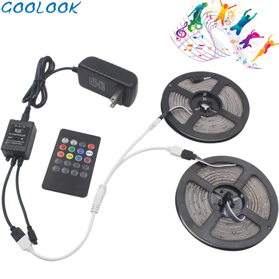 

Goolook RGB LED Strip SMD 2835 RGB Tape Waterproof Flexible LED Light IR Remote Controller 12V Home Decor LED Ribbon Full Set