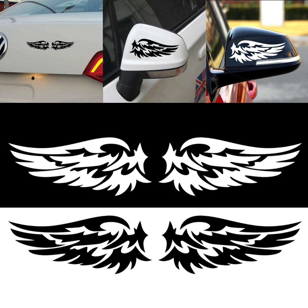 1 Pair Car Stickers Rearview Mirror Reflective Stickers Fire Wings Stickers