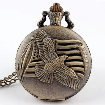 

Bronze Dove of Peace Pigeon Quartz Pocket Watch Necklace Pendant Men Gift P113