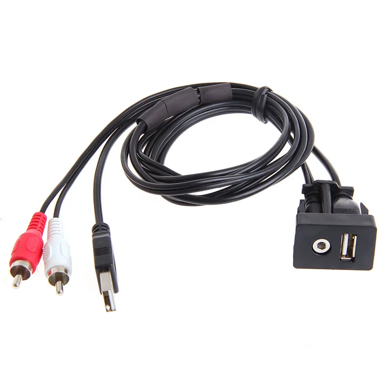 

Car Boat Mot 1 Meters Length USB 2 RCA To 3.5mm Female Flush Mount AUX Stereo