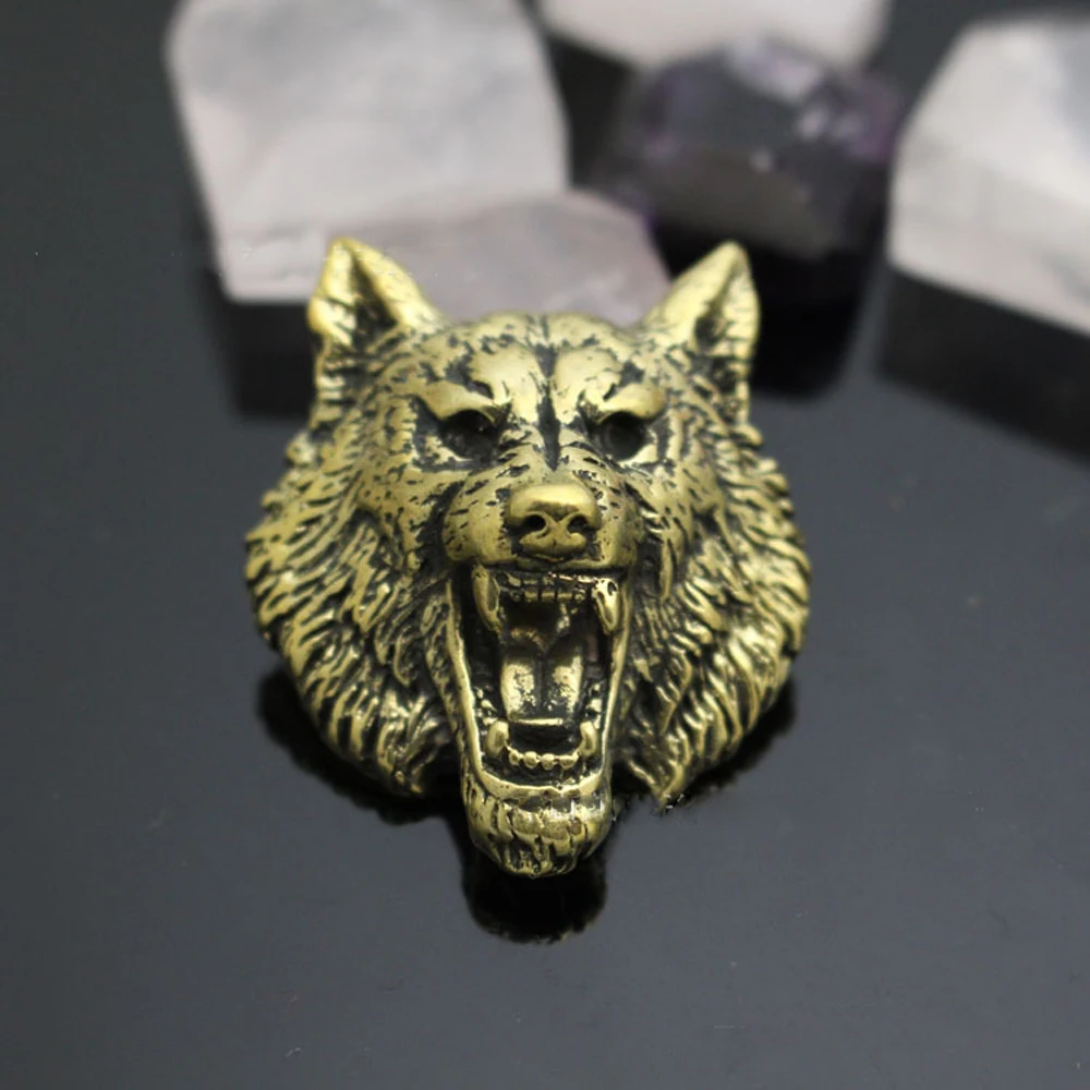 $16.18 DIY leather craft solid brass wolf head design rivet screws decoration wallet button 34x28mm 5pcs/lot
