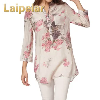 

Laipelar 5XL Autumn Women Vintage Floral Printed Blouse Elegant 3/4 Sleeve Plus Size Women Casual Blouses Long Shirt Tops Blusas
