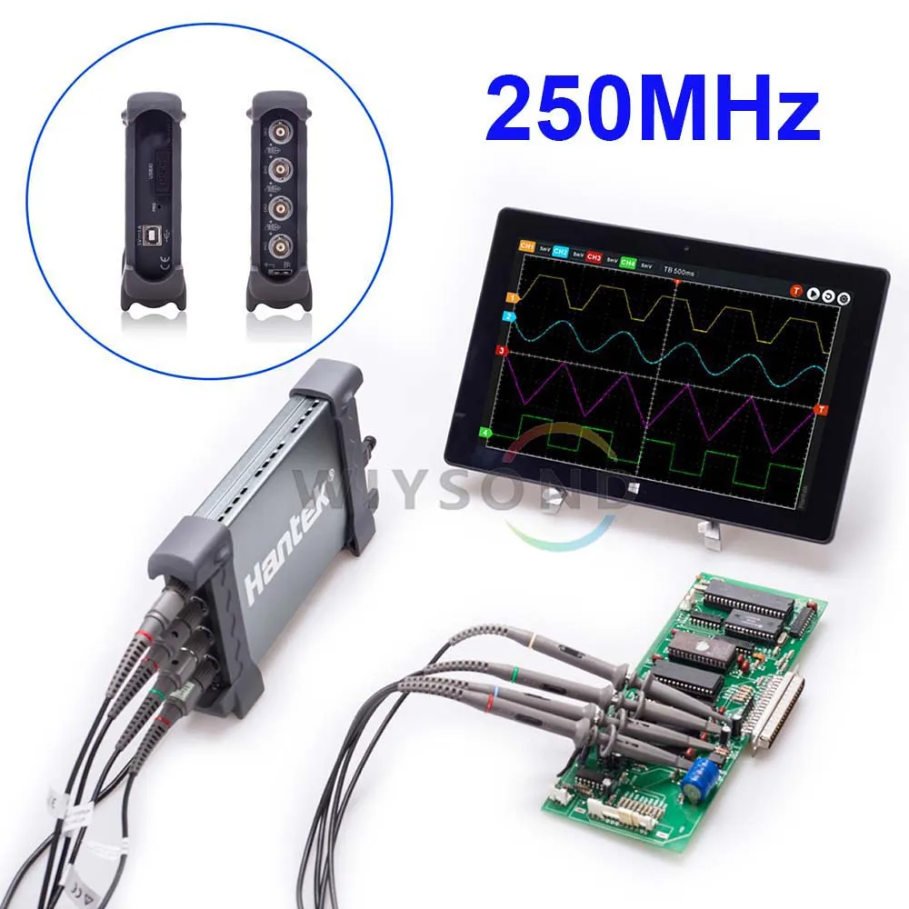 O086 6254BC 4 Channel 1GSa/s 250Mhz Bandwidth Hantek PC Based USB Digital Storage Oscilloscope FREE SHIPPING