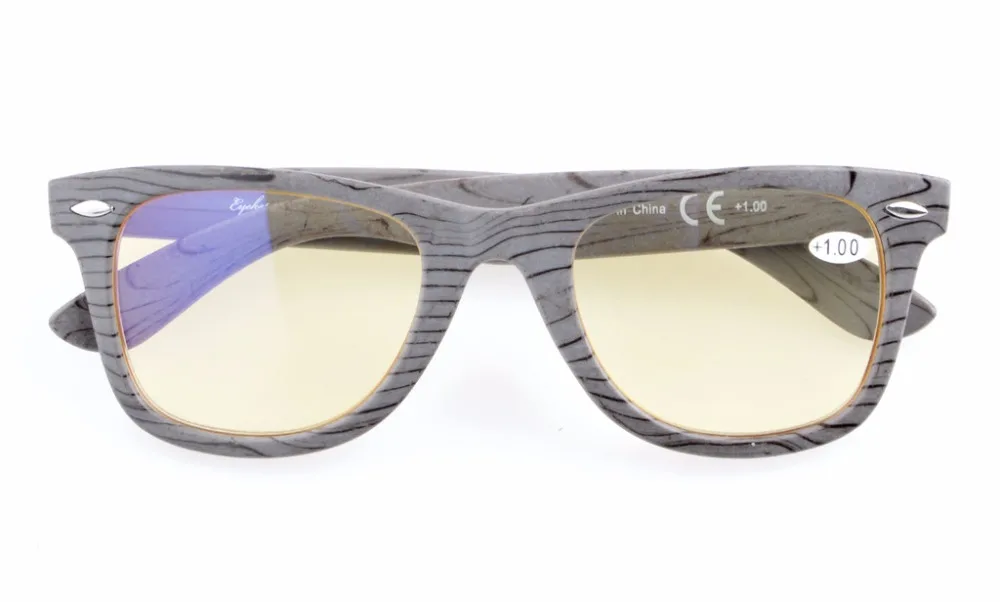 CGS003 очки для чтения бамбуковые деревянные дизайнерские классические желтые тонированные линзы компьютерные очки для чтения