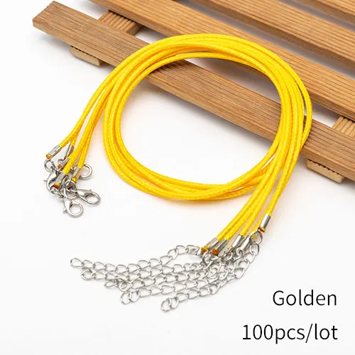 18 дюймов 2,0 мм черное ожерелье шнур для подвески с застежкой омар оптом для DIY изготовления ювелирных изделий браслет веревка 100 шт./лот - Цвет: Golden 100pcs