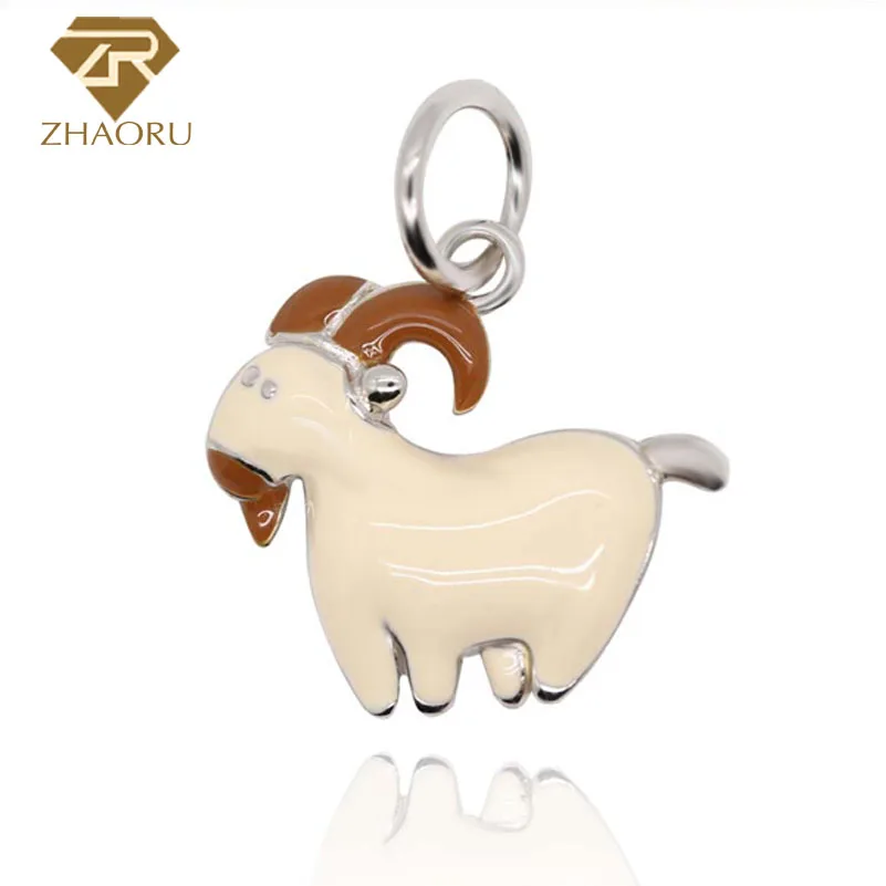 Zhaoru 925 Стерлинговое Серебро эмалированный кулон с козой очаровательные браслеты