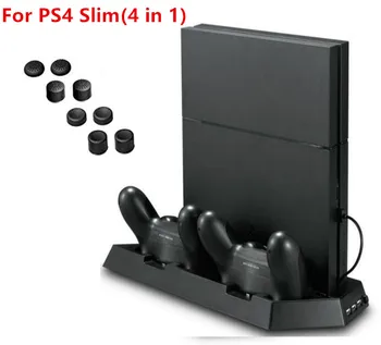 

PS4 Slim Vertical Stand with Cooling Fan Controller Charging Station with Dual Charger for Playstation 4 Slim Console Cooler
