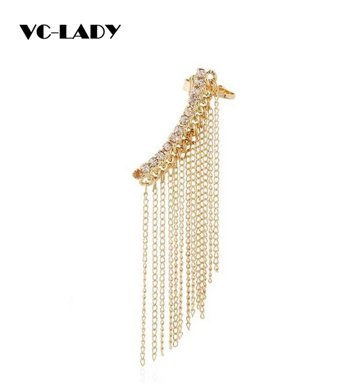 

VC-LADY Tassel Ear Cuff Clip on Earrings One Piece Exaggerated Earring Cuffs for Women and Men Punk Gothic Jewelry 4d0
