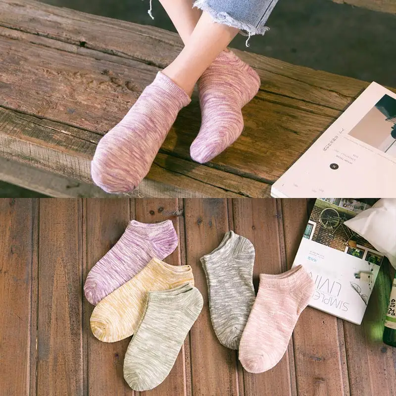 

2 Pairs/Lot Cotton Boat Sock Female Spring Autumn Shallow Mouth Thick Striped Sock Casual Female Boat Sock Wholesale