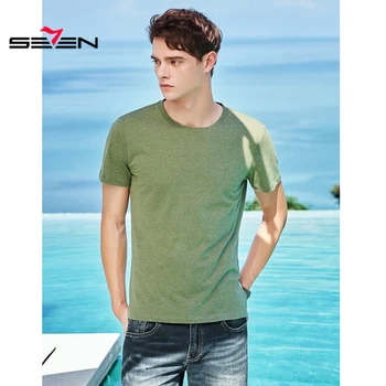 

Seven High Quality Fashion Mens T Shirts Casual Short Sleeve T-shirt Solid Casual Cotton Tee Shirt Summer Clothing 116T58020