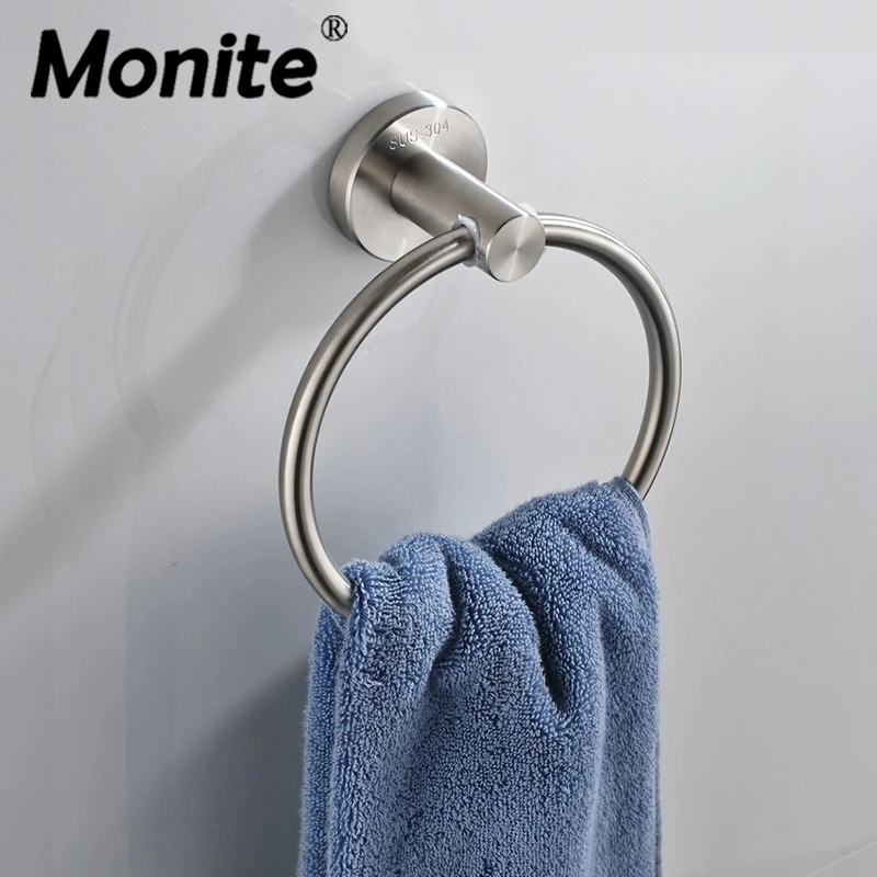 Nickel Brush Single Towel Ring Towel Holder Bath Fitting Clothing Ring
